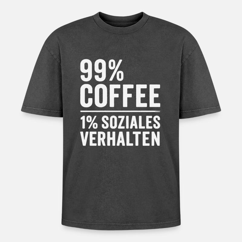 99 % Café - T-shirt Premium unisexe oversize acid-washed - noir délavé acide