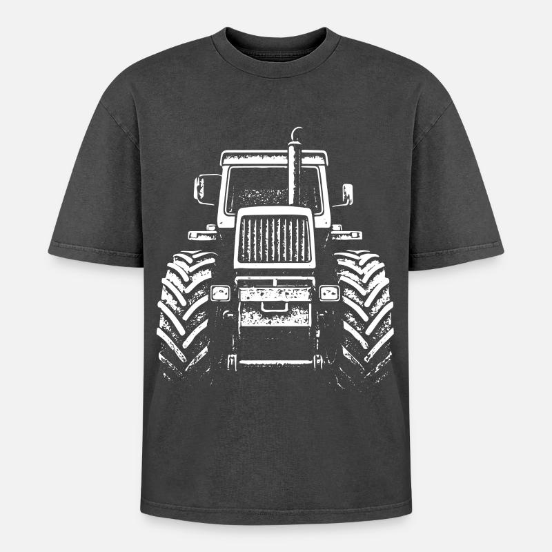 Force frontale - T-shirt Premium unisexe oversize acid-washed - noir délavé acide