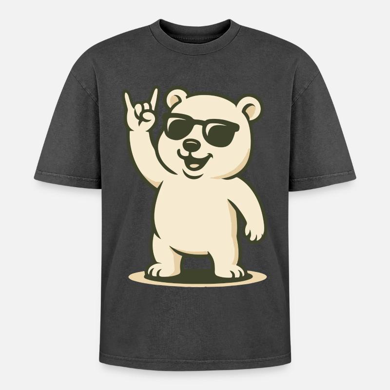 Arctic Rocker - Oversized Unisex Premium Acid-Washed T-Shirt - acid washed black