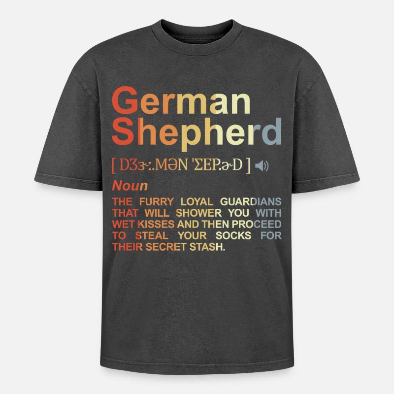 German Shepherd Dictionary - Oversized Unisex Premium Acid-Washed T-Shirt - acid washed black