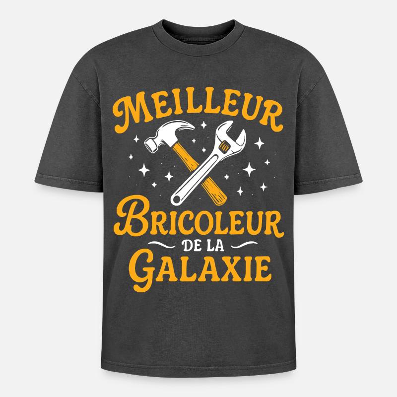 Bester Tüftler der Galaxis - Oversized Unisex Premium Acid-Washed T-Shirt - Schwarz Acid Wash