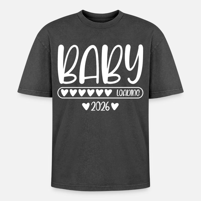 Baby 2026 loading - Oversized Unisex Premium Acid-Washed T-Shirt - Schwarz Acid Wash