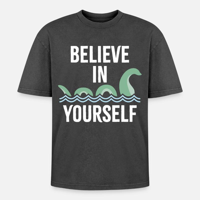 Believe in Yourself - Oversized Unisex Premium Acid-Washed T-Shirt - acid washed black