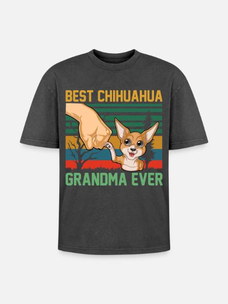 Chihuahua - T-shirt Premium unisexe oversize acid-washed - noir délavé acide