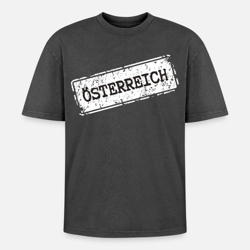 Austria - Oversized Unisex Premium Acid-Washed T-Shirt - acid washed black