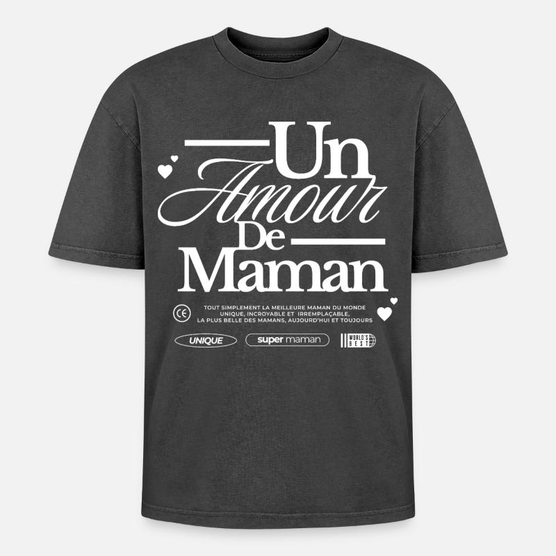 Die Liebe einer Mutter - Oversized Unisex Premium Acid-Washed T-Shirt - Schwarz Acid Wash