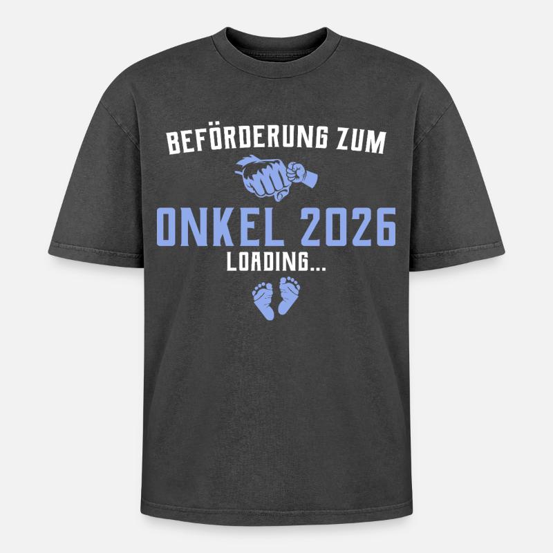 Beförderung zum Onkel 2026 loading - Oversized Unisex Premium Acid-Washed T-Shirt - Schwarz Acid Wash