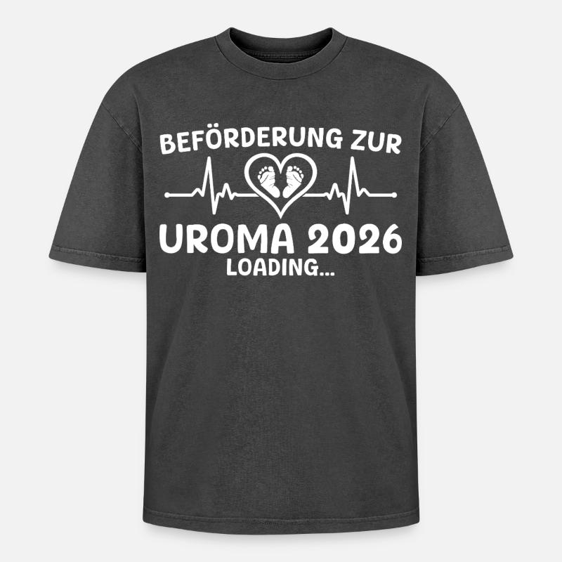 Werdende Uroma 2026 loading - Urgroßmutter - Oversized Unisex Premium Acid-Washed T-Shirt - Schwarz Acid Wash