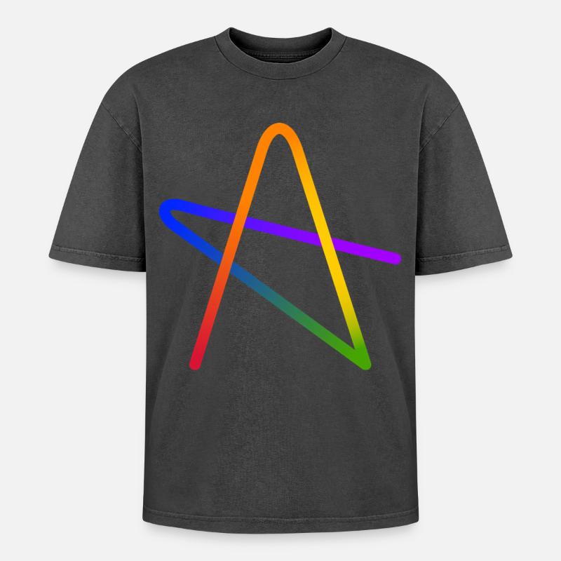 Rainbow A Star Gift - Oversized Unisex Premium Acid-Washed T-Shirt - acid washed black