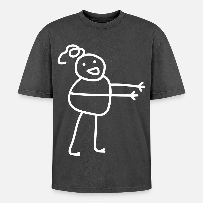Hugging Man Gift - Oversized Unisex Premium Acid-Washed T-Shirt - acid washed black