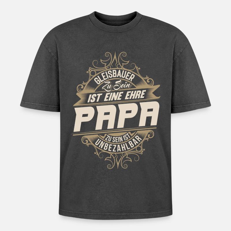 Track Builder Dad - Oversized Unisex Premium Acid-Washed T-Shirt - acid washed black