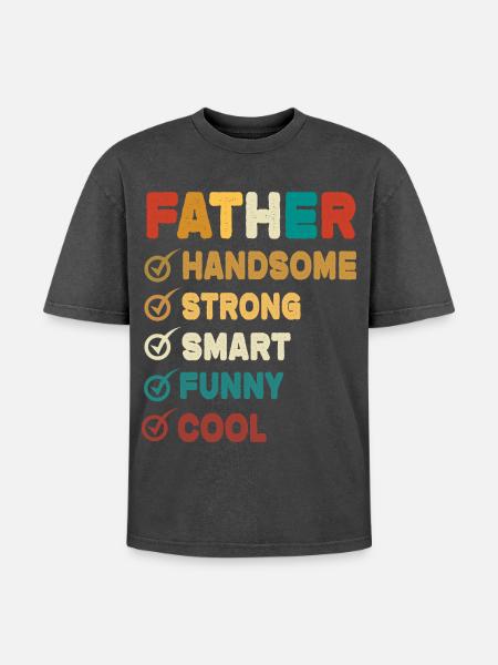 Dad Father Father's Day - Oversized Unisex Premium Acid-Washed T-Shirt - acid washed black