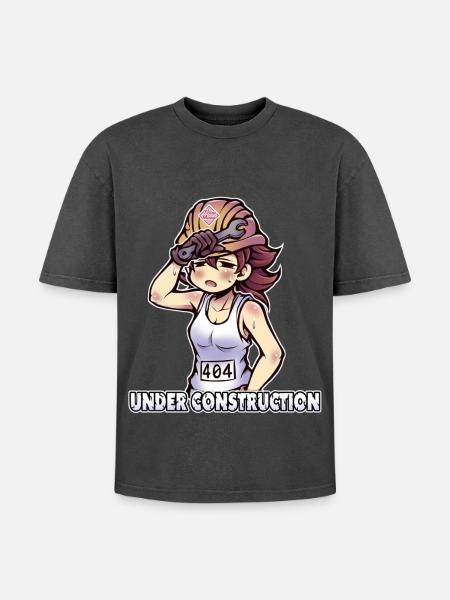 Under Construction - 404 - Oversized Unisex Premium Acid-Washed T-Shirt - Schwarz Acid Wash