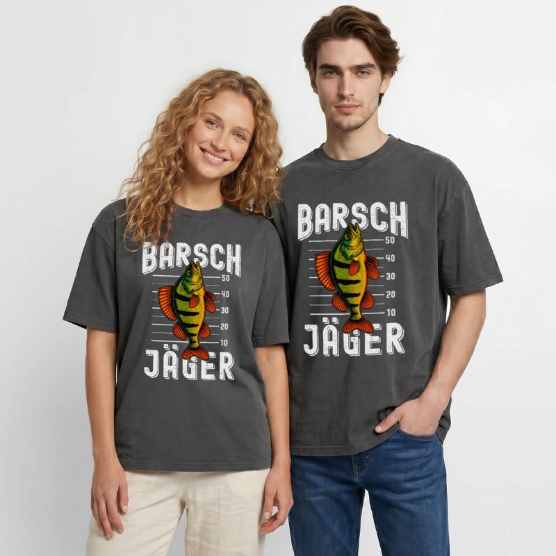 Perche Chasseur Perche Perche Pêcheur Perche Perche Perche Pêche à la perche T-shirt Premium unisexe oversize acid-washed