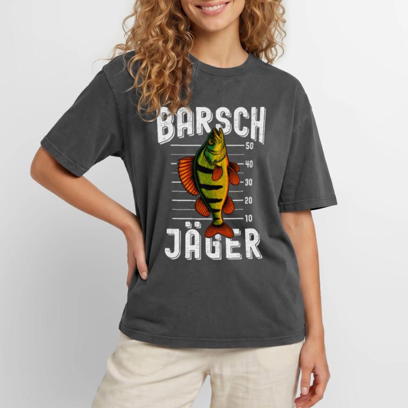 Perche Chasseur Perche Perche Pêcheur Perche Perche Perche Pêche à la perche T-shirt Premium unisexe oversize acid-washed