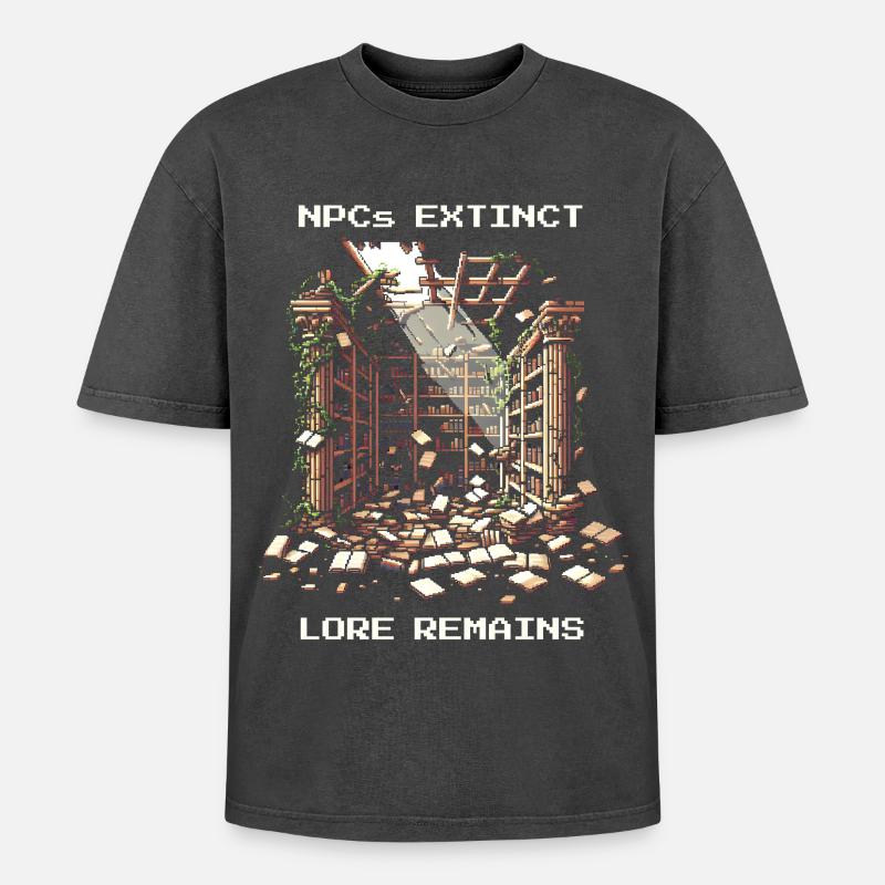 Les PNJ disparus, l’histoire reste | Post-apocalyptique - T-shirt Premium unisexe oversize acid-washed - noir délavé acide