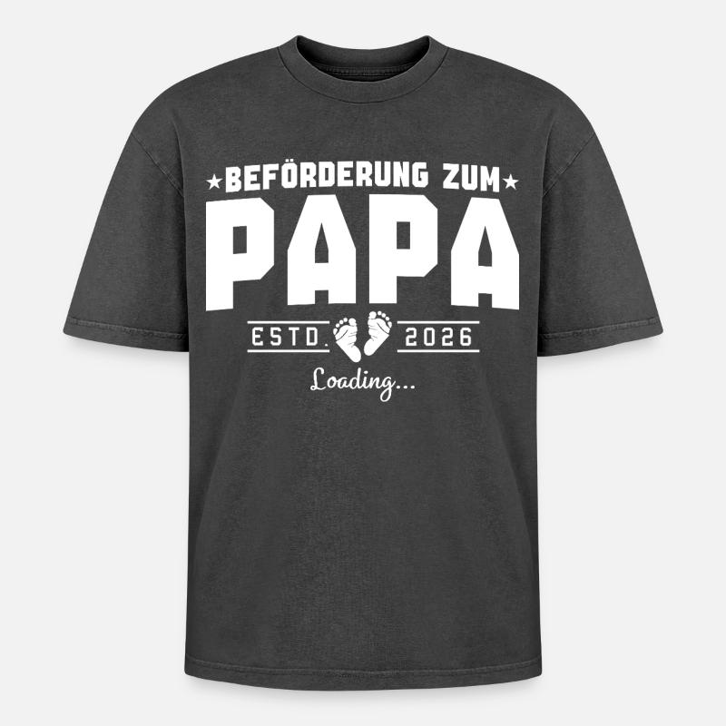 Dad 2026 loading Father-to-be - Oversized Unisex Premium Acid-Washed T-Shirt - acid washed black