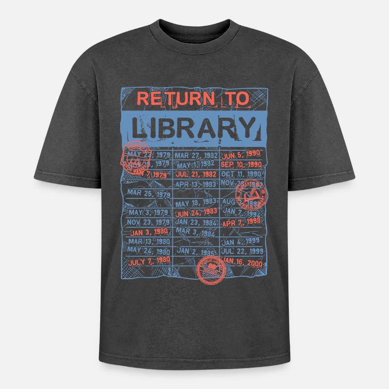 Library Day Librarian Reading Librarian - Oversized Unisex Premium Acid-Washed T-Shirt - acid washed black