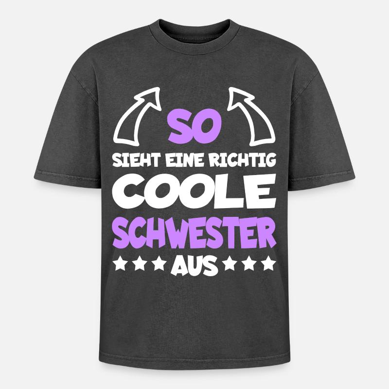 droitecoolsisterspreaddew1 - T-shirt Premium unisexe oversize acid-washed - noir délavé acide