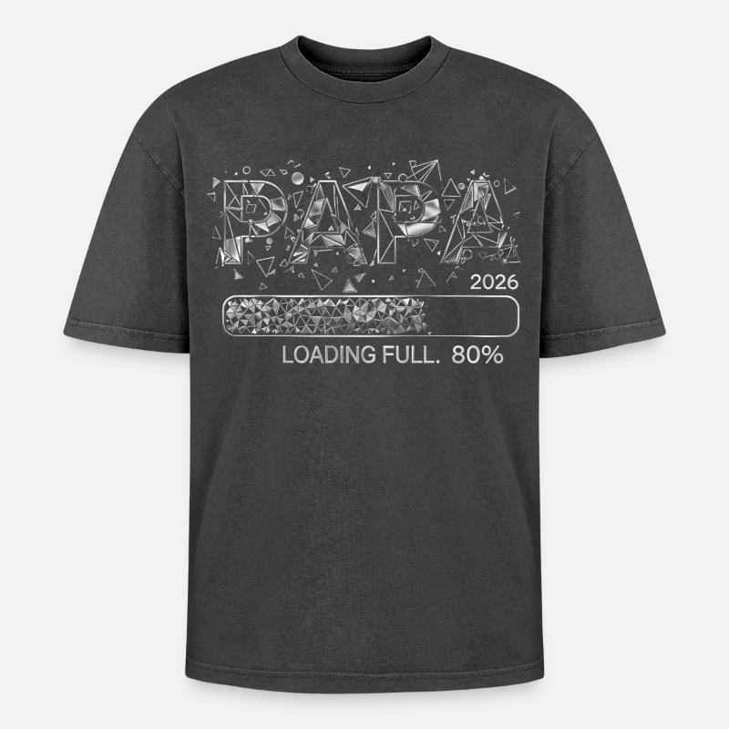 Dad 2026 Loading Dad-to-be Gift - Oversized Unisex Premium Acid-Washed T-Shirt - acid washed black
