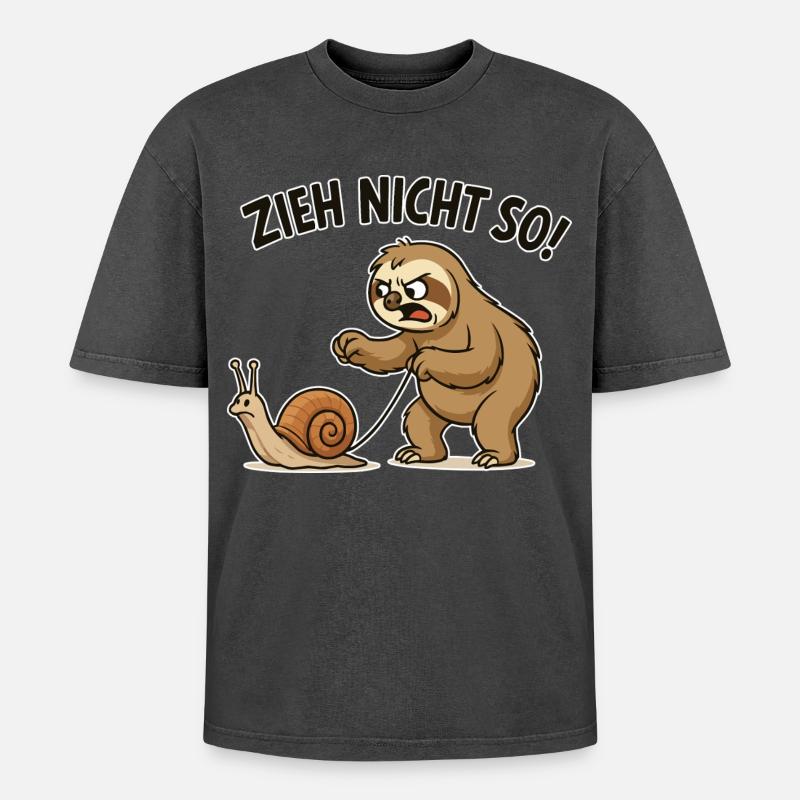 Don't pull so sloth - Oversized Unisex Premium Acid-Washed T-Shirt - acid washed black