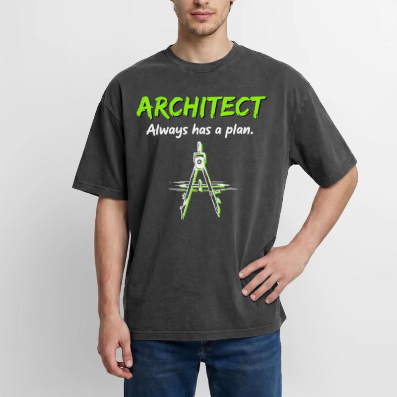 Architecture Compass Construction Plan Architect Oversized Unisex Premium Acid-Washed T-Shirt