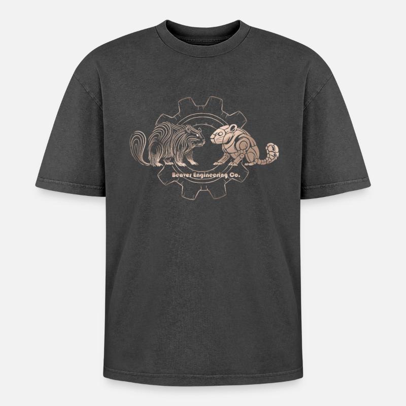 Timberborn – Beaver Engineering Co. - T-shirt Premium unisexe oversize acid-washed - noir délavé acide