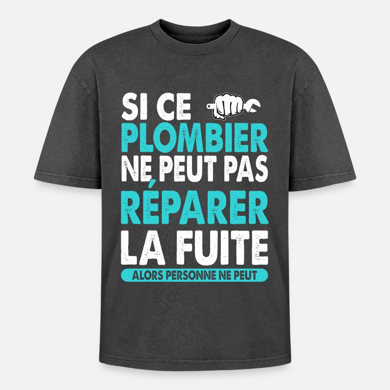 Klempnerberuf-Geschenkidee – lustiger Spruch - Oversized Unisex Premium Acid-Washed T-Shirt - Schwarz Acid Wash