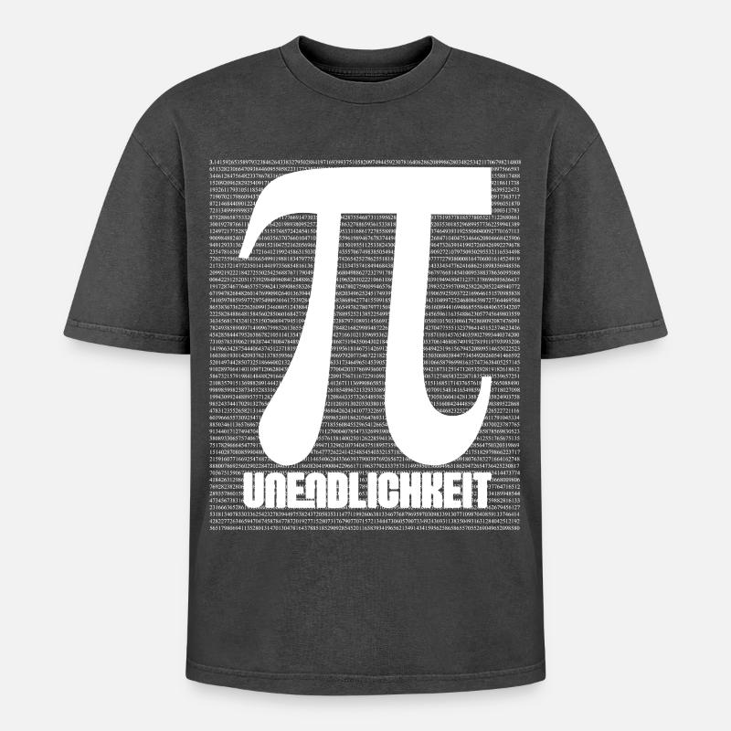 Pi Symbol Pattern Nerd - Oversized Unisex Premium Acid-Washed T-Shirt - acid washed black