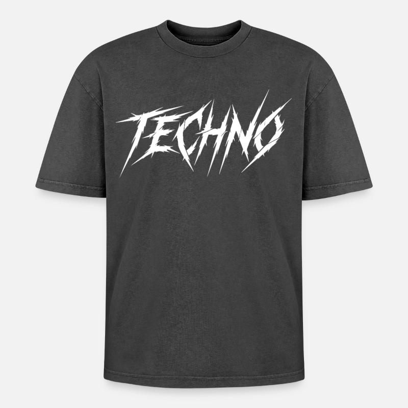 Techno Griffe Brutale - T-shirt Premium unisexe oversize acid-washed - noir délavé acide