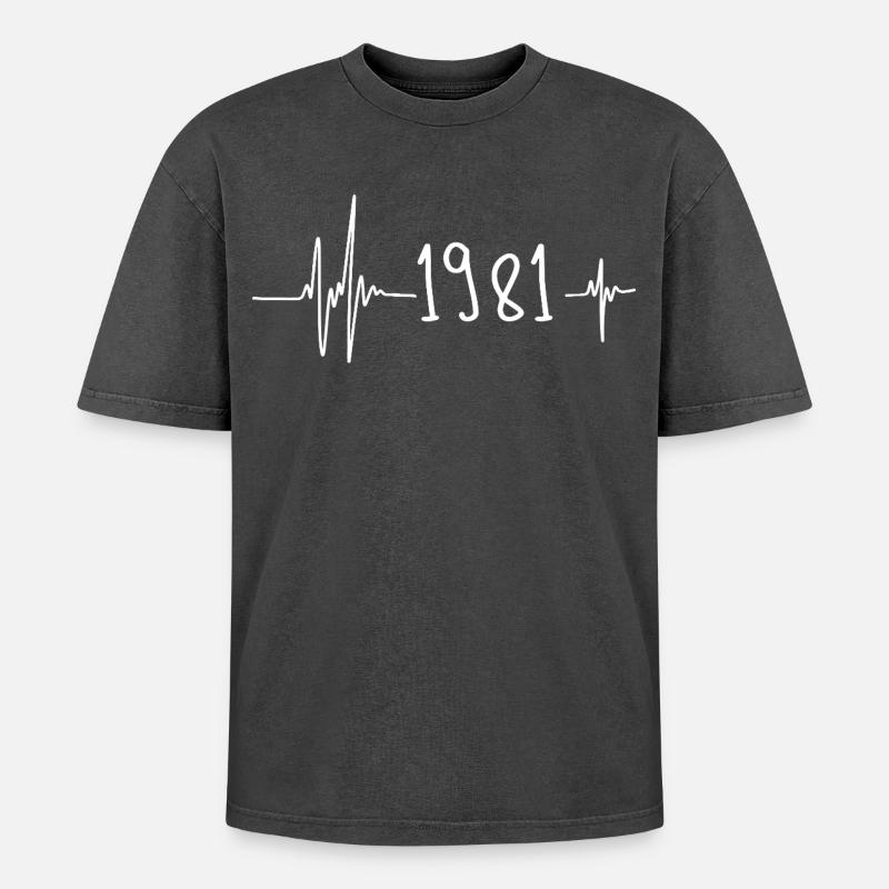 1981 - Oversized Unisex Premium Acid-Washed T-Shirt - acid washed black