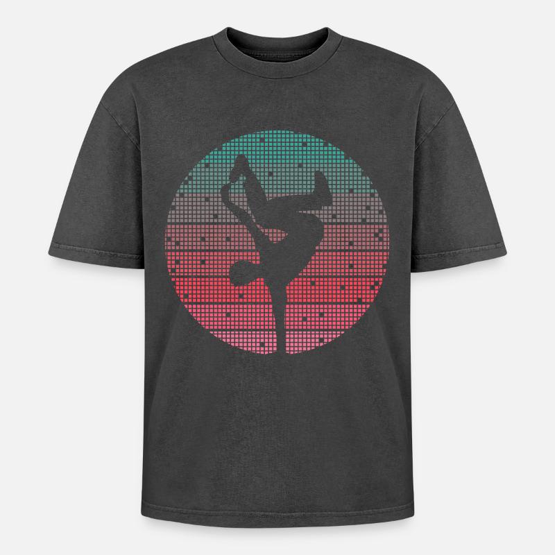 Breakdance Dance Breakdancer Retro Breakdancer - Oversized Unisex Premium Acid-Washed T-Shirt - acid washed black