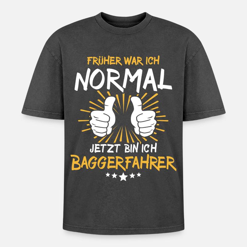 Baggerfahrer Spruch - Oversized Unisex Premium Acid-Washed T-Shirt - Schwarz Acid Wash
