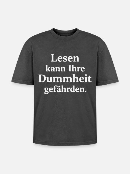 Reading can jeopardize your stupidity - Oversized Unisex Premium Acid-Washed T-Shirt - acid washed black