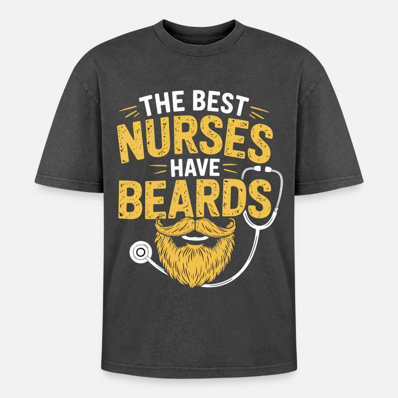 Best Nurses With Beards - Oversized Unisex Premium Acid-Washed T-Shirt - acid washed black