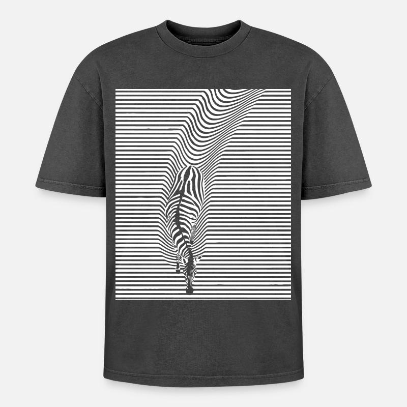 Zebra Kunst - Oversized Unisex Premium Acid-Washed T-Shirt - Schwarz Acid Wash