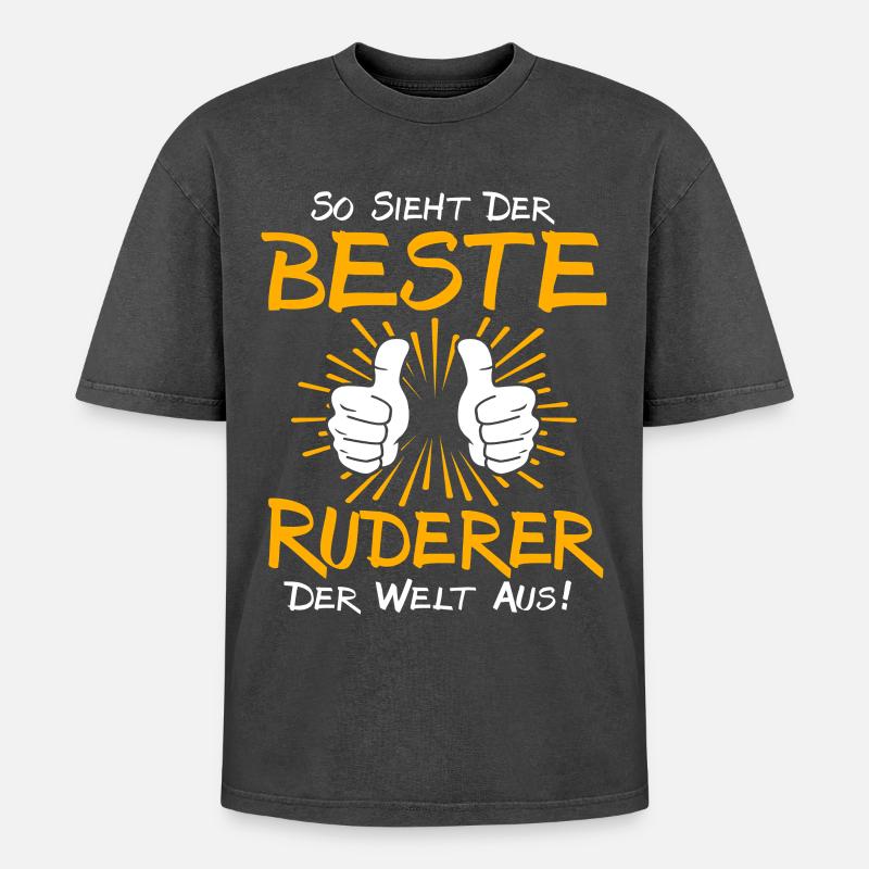 Ruderer Geschenkidee - Oversized Unisex Premium Acid-Washed T-Shirt - Schwarz Acid Wash