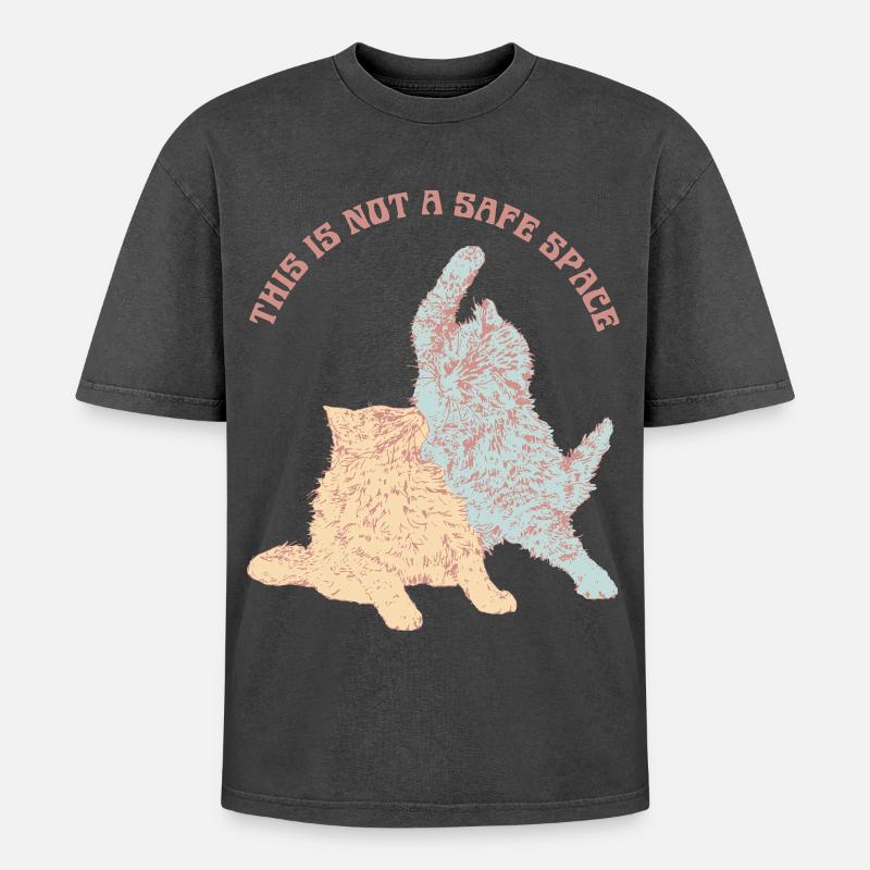 THIS IS NOT A SAFE SPACE - Oversized Unisex Premium Acid-Washed T-Shirt - acid washed black