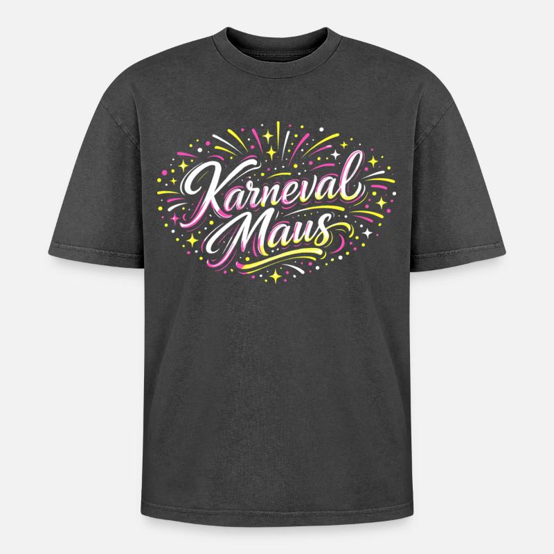Kölner Karnevalsmaus Alaaf Lustig Fasching Geschen - Oversized Unisex Premium Acid-Washed T-Shirt - Schwarz Acid Wash