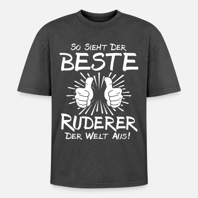 Bester Ruderer - Oversized Unisex Premium Acid-Washed T-Shirt - Schwarz Acid Wash