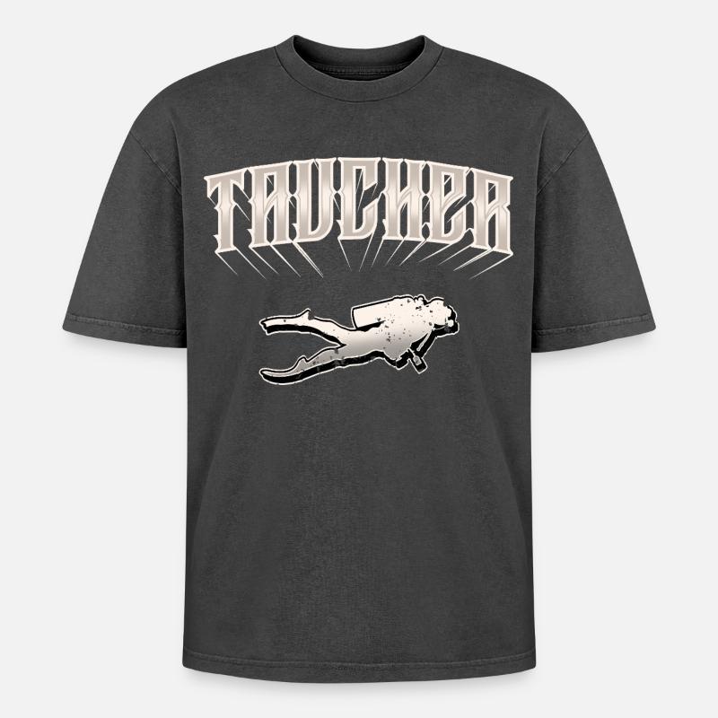 Diving divers - Oversized Unisex Premium Acid-Washed T-Shirt - acid washed black