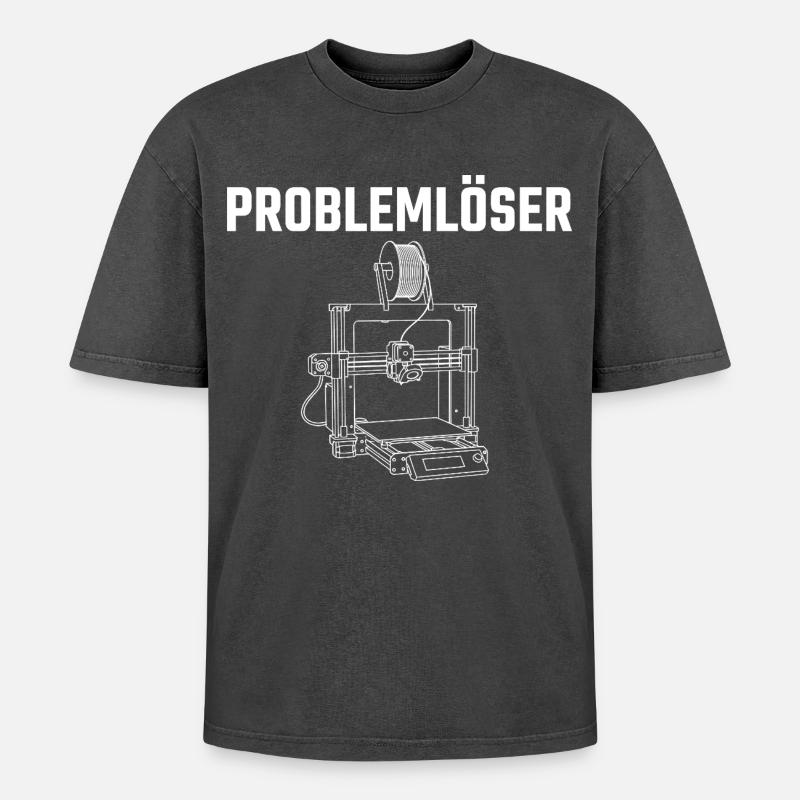 Problemlöser 3D-Drucker – Maker Statement Design - Oversized Unisex Premium Acid-Washed T-Shirt - Schwarz Acid Wash