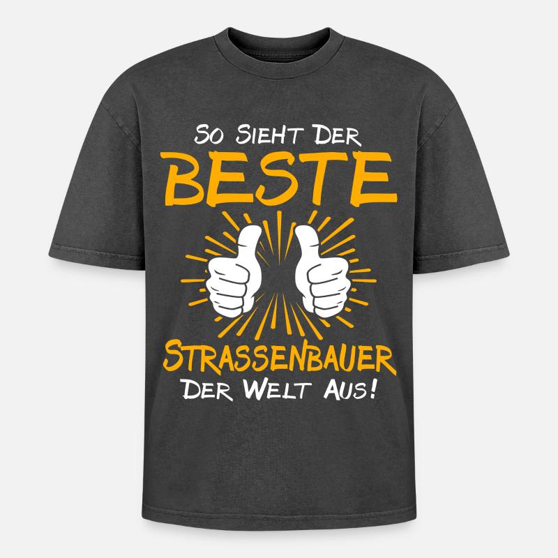 Strassenbauer Geschenkidee - Oversized Unisex Premium Acid-Washed T-Shirt - Schwarz Acid Wash