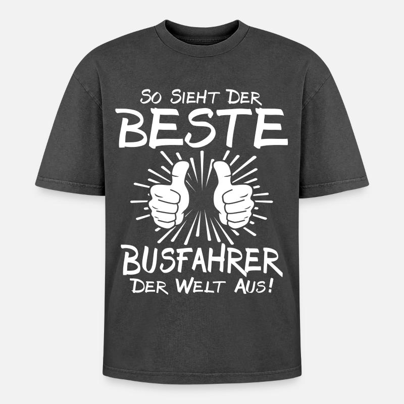 Bester Busfahrer - Oversized Unisex Premium Acid-Washed T-Shirt - Schwarz Acid Wash