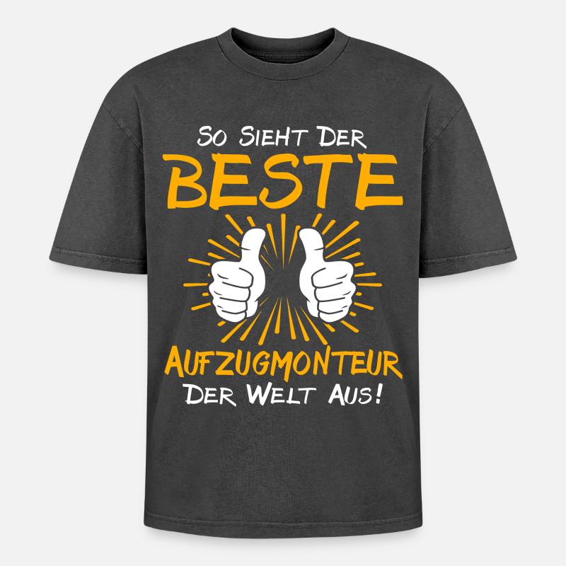 Aufzugmonteur Geschenkidee - Oversized Unisex Premium Acid-Washed T-Shirt - Schwarz Acid Wash
