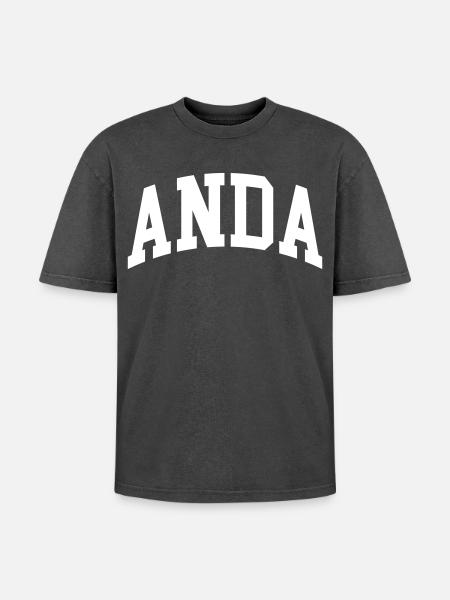 Anda - T-shirt Premium unisexe oversize acid-washed - noir délavé acide