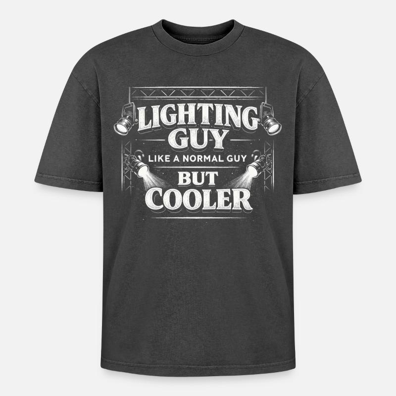 Lichttechniker Beleuchtungstechniker Lighting Guy - Oversized Unisex Premium Acid-Washed T-Shirt - Schwarz Acid Wash