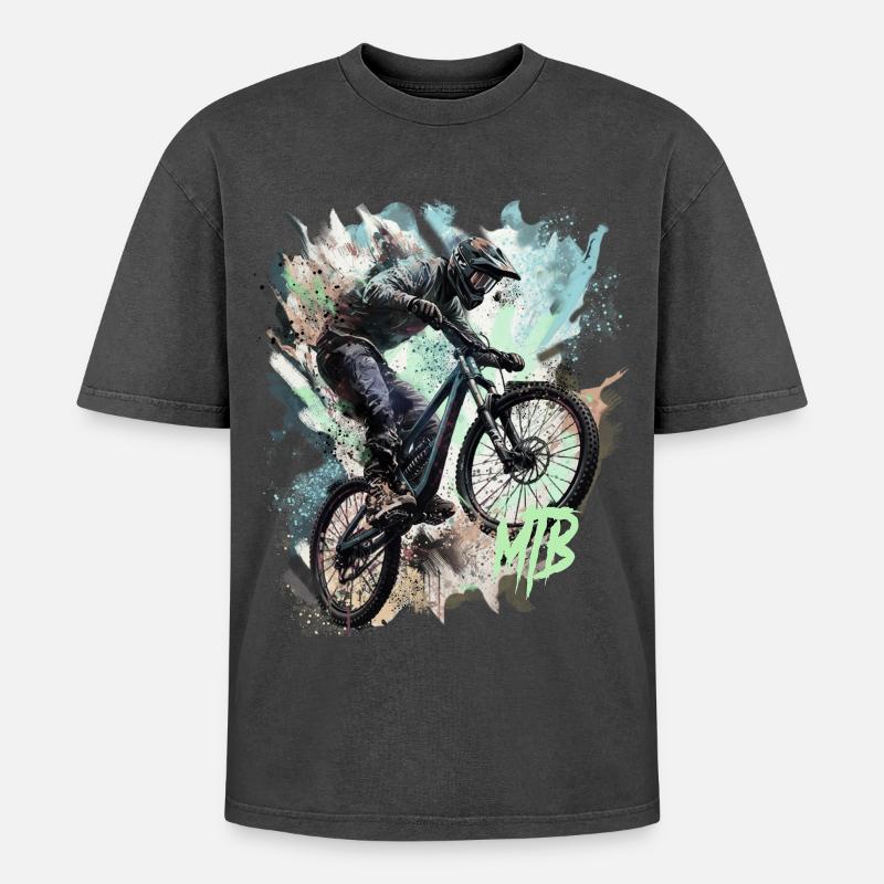 Mtb - Oversized Unisex Premium Acid-Washed T-Shirt - acid washed black
