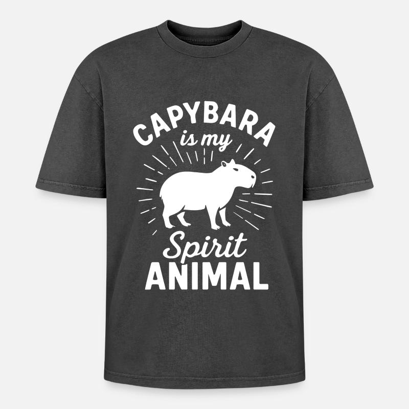 Capybara - T-shirt Premium unisexe oversize acid-washed - noir délavé acide