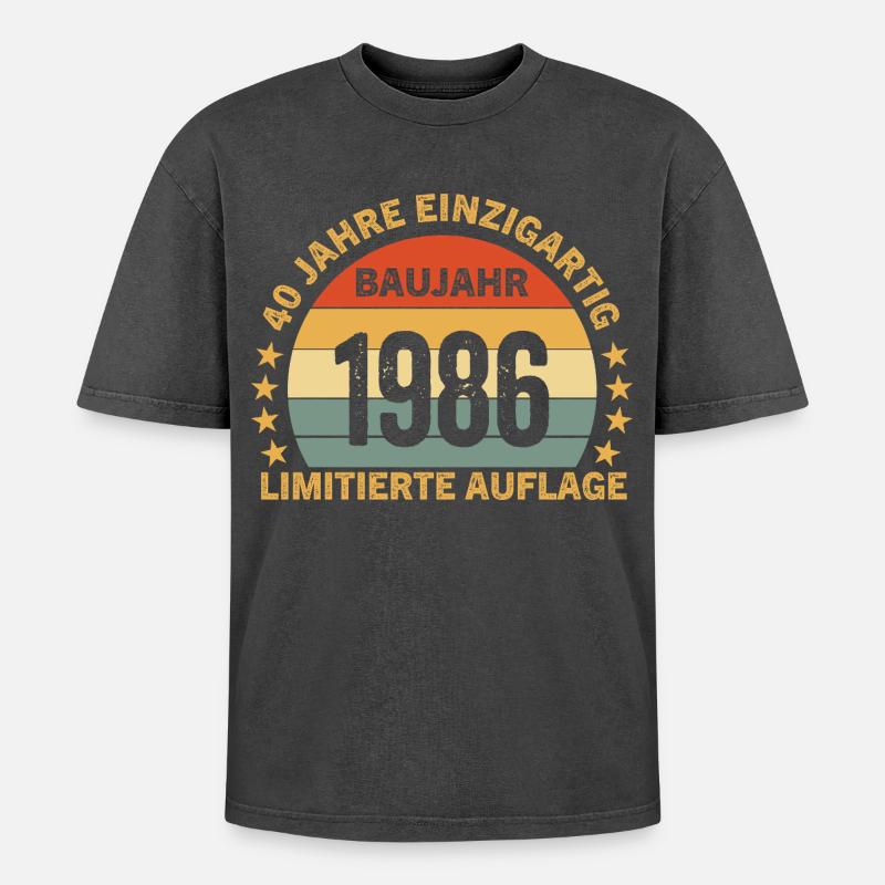 40 ANS D’ÉDITION LIMITÉE UNIQUE - T-shirt Premium unisexe oversize acid-washed - noir délavé acide
